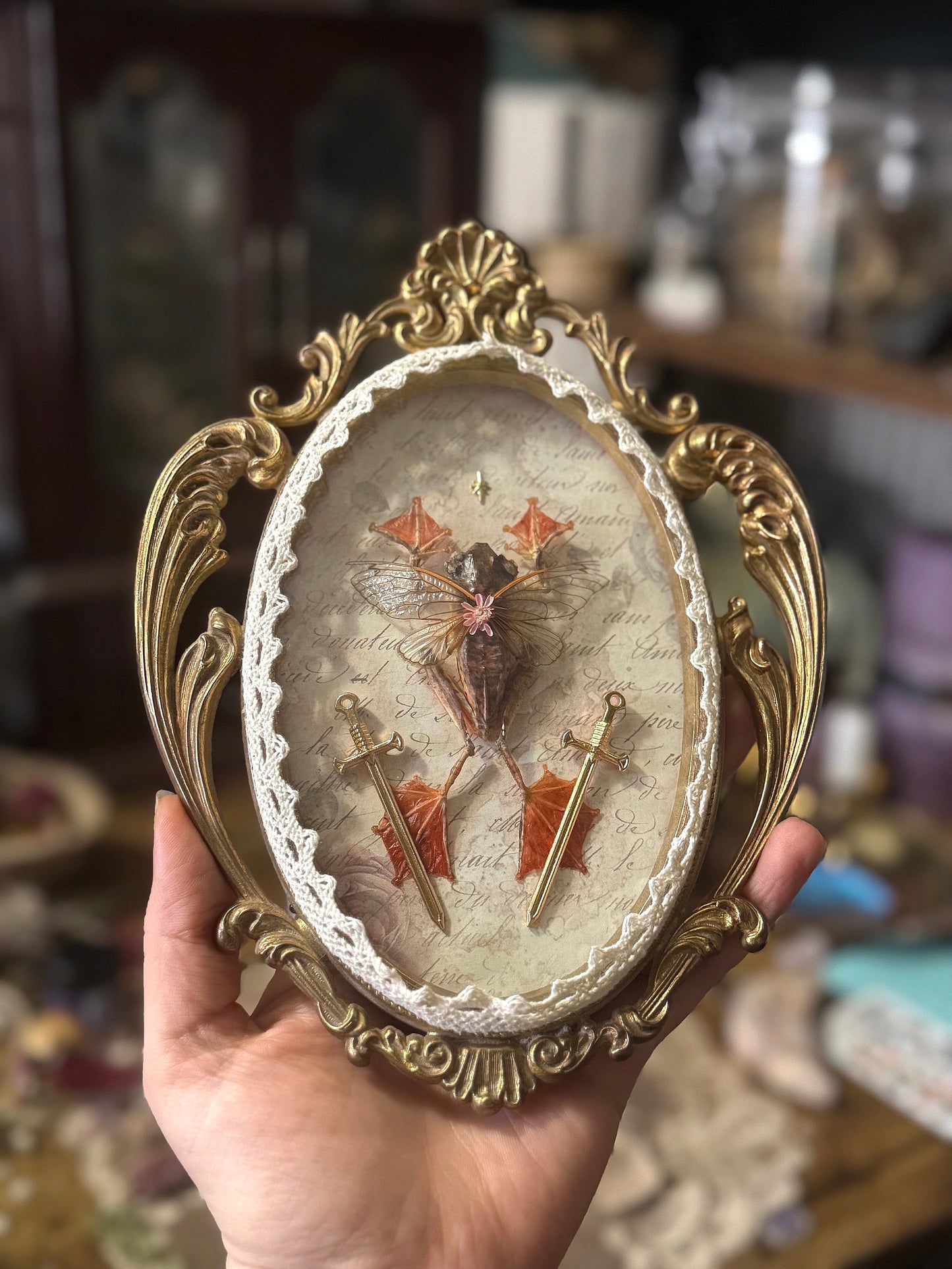 Fierce Faerie Frog in 24 carat Gold Plated Frame