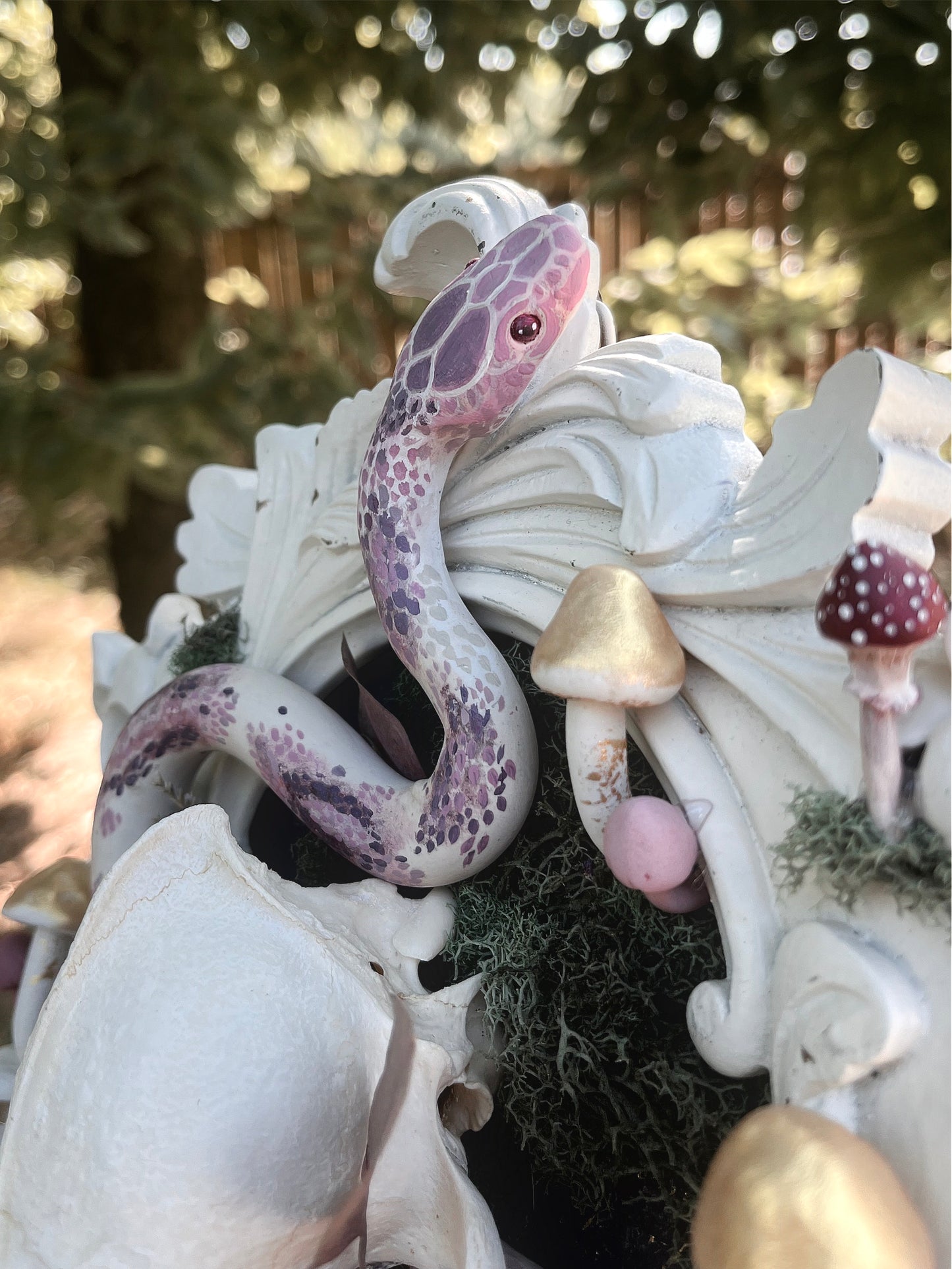 Original Mixed Media Snake & Skull Decor Piece