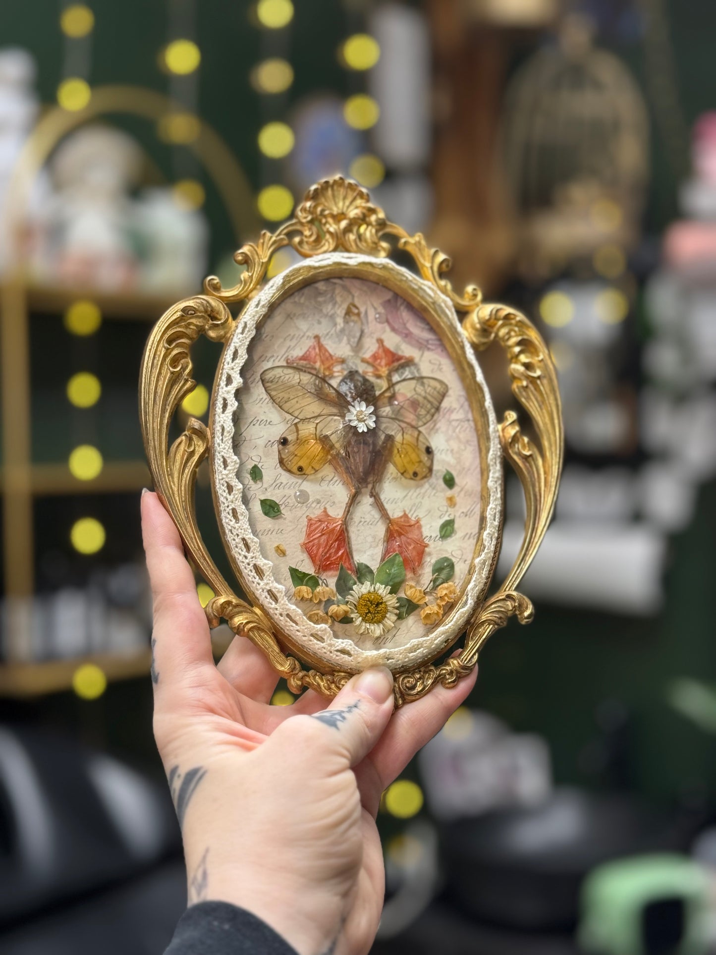 Faerie Frog in 24 carat plated Convex Frame