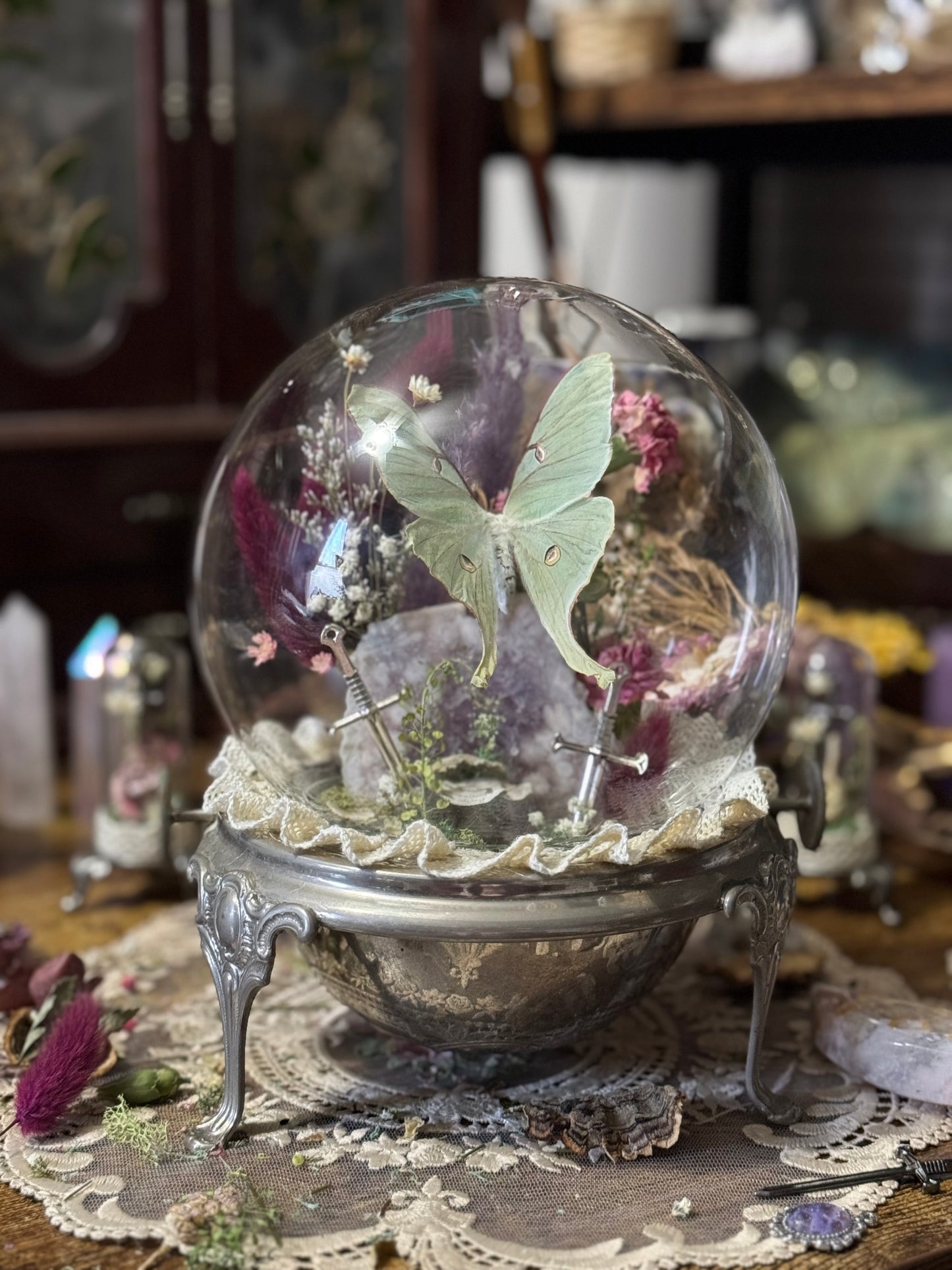 Luna & Strawberry Amethyst in Vintage Silver Burner