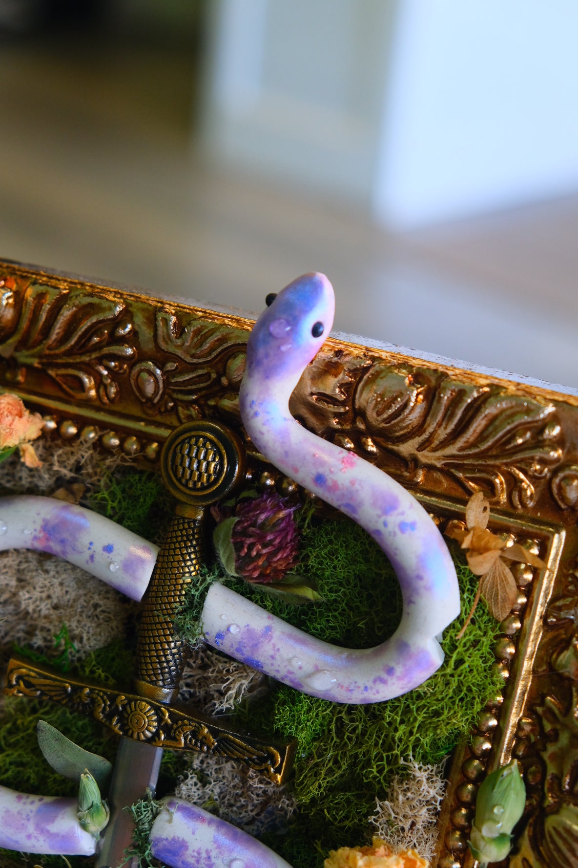 Purple Snake Sculpture with Longsword