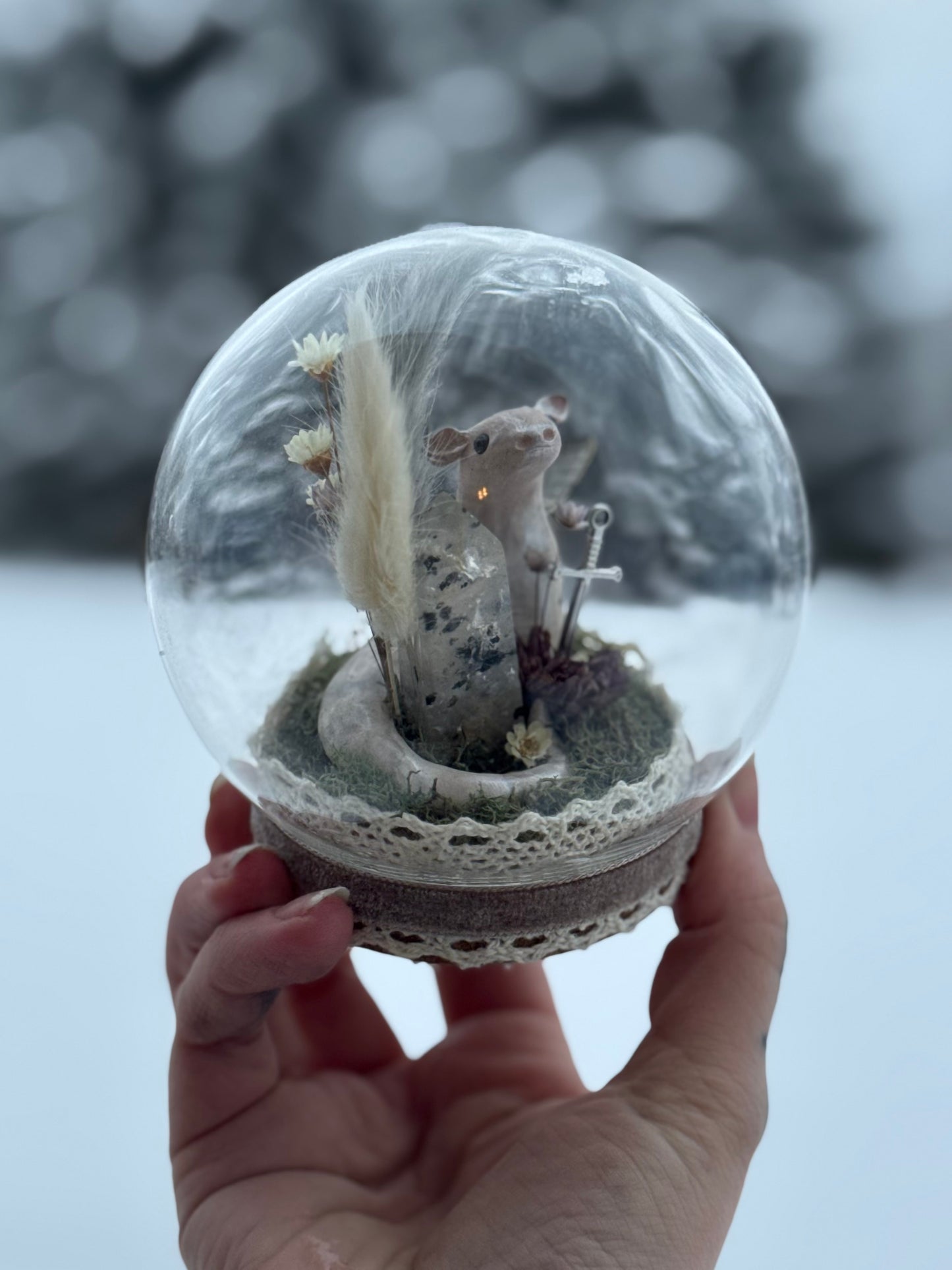 A Silver Winged Wyrmling with Tourmalinated Quartz