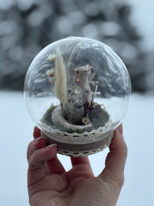 A Silver Winged Wyrmling with Tourmalinated Quartz