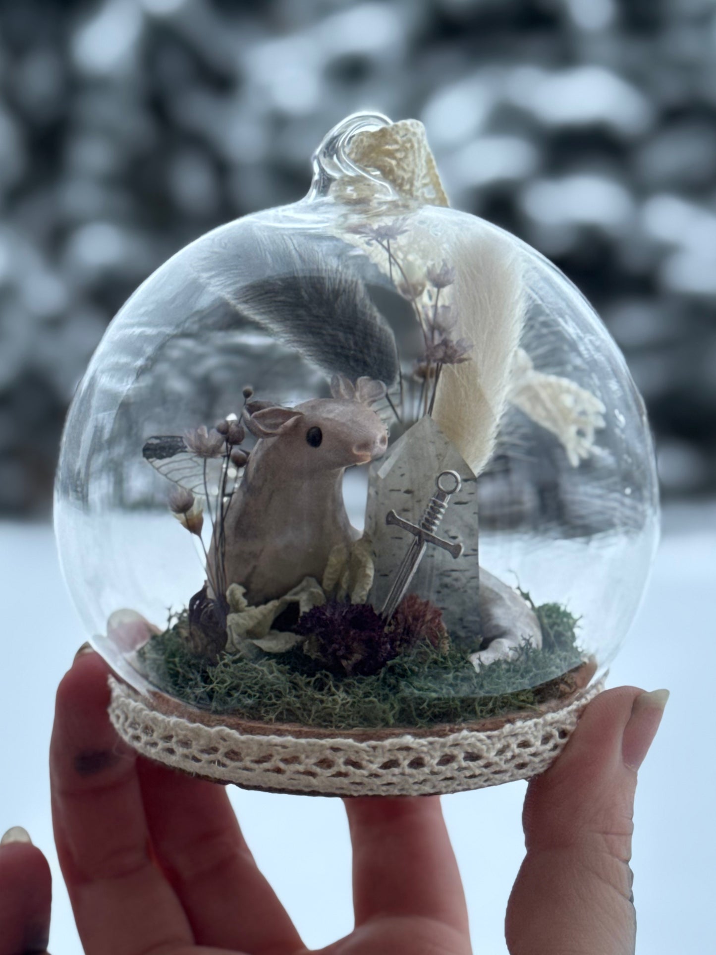 A Silver Winged Wyrmling Ornament