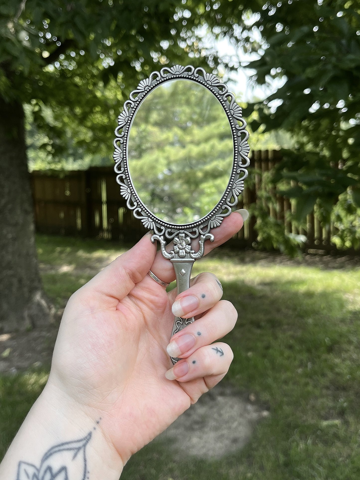 Slain Baby Dragon Silver Hand Mirror