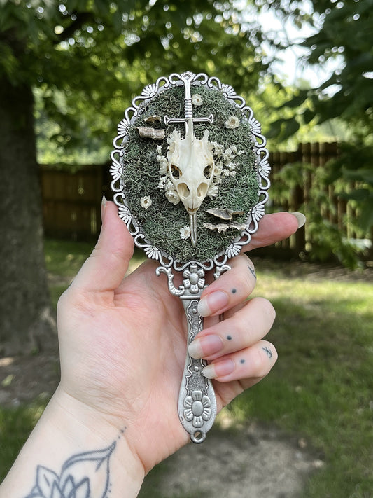 Slain Baby Dragon Silver Hand Mirror