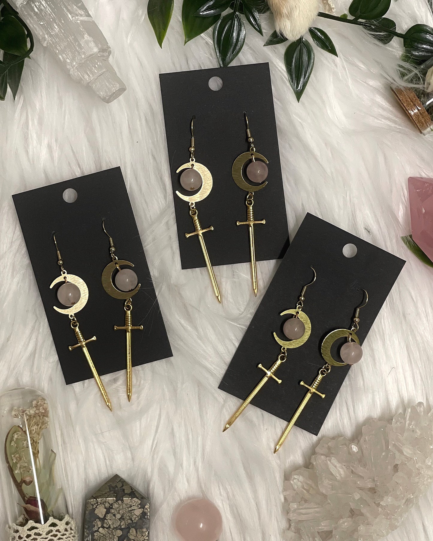 Rose Gold Moon Earrings