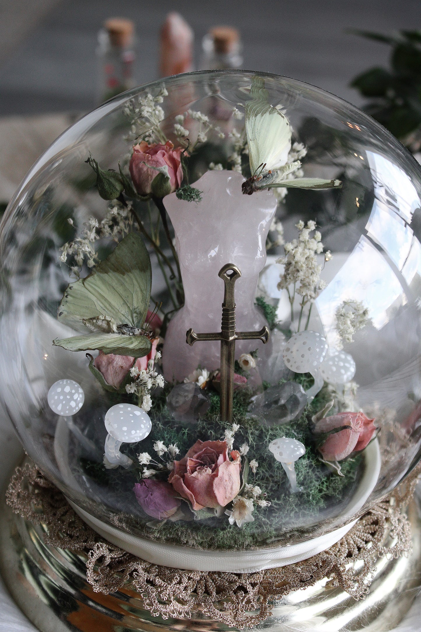 Rose Quartz Goddess Crystal Ball Nightlight