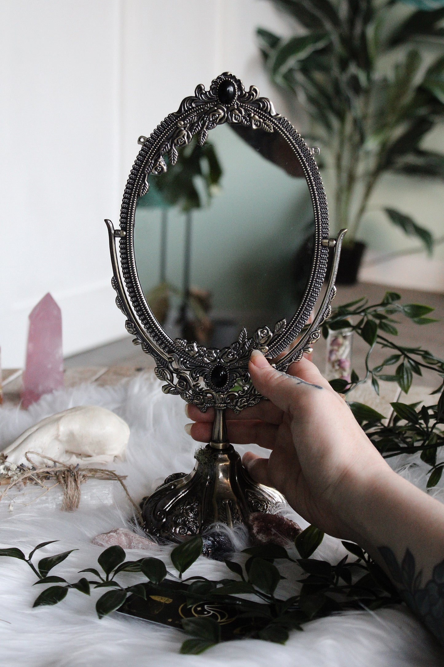 Mighty Mink Table Mirror in Silver