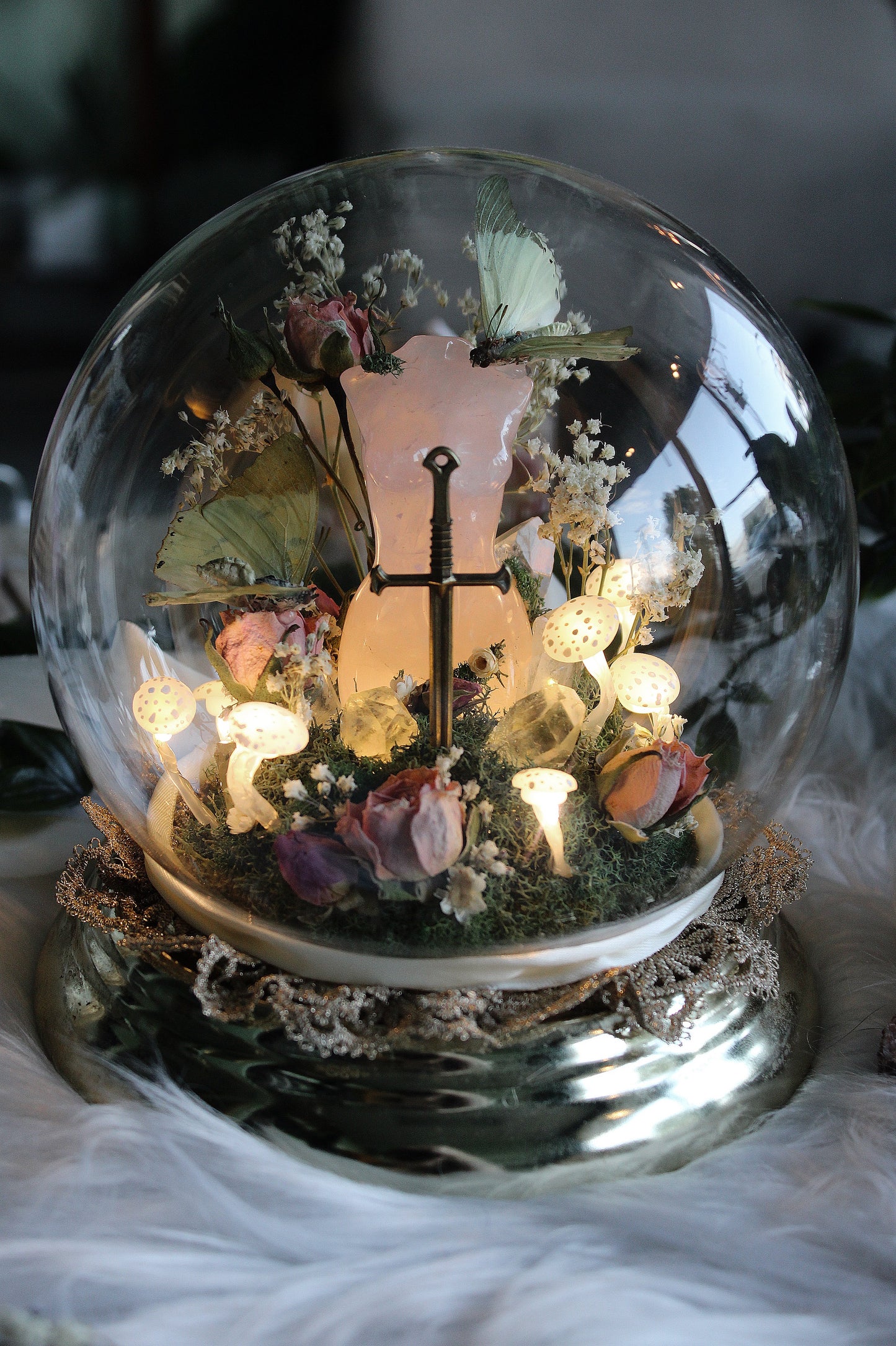 Rose Quartz Goddess Crystal Ball Nightlight