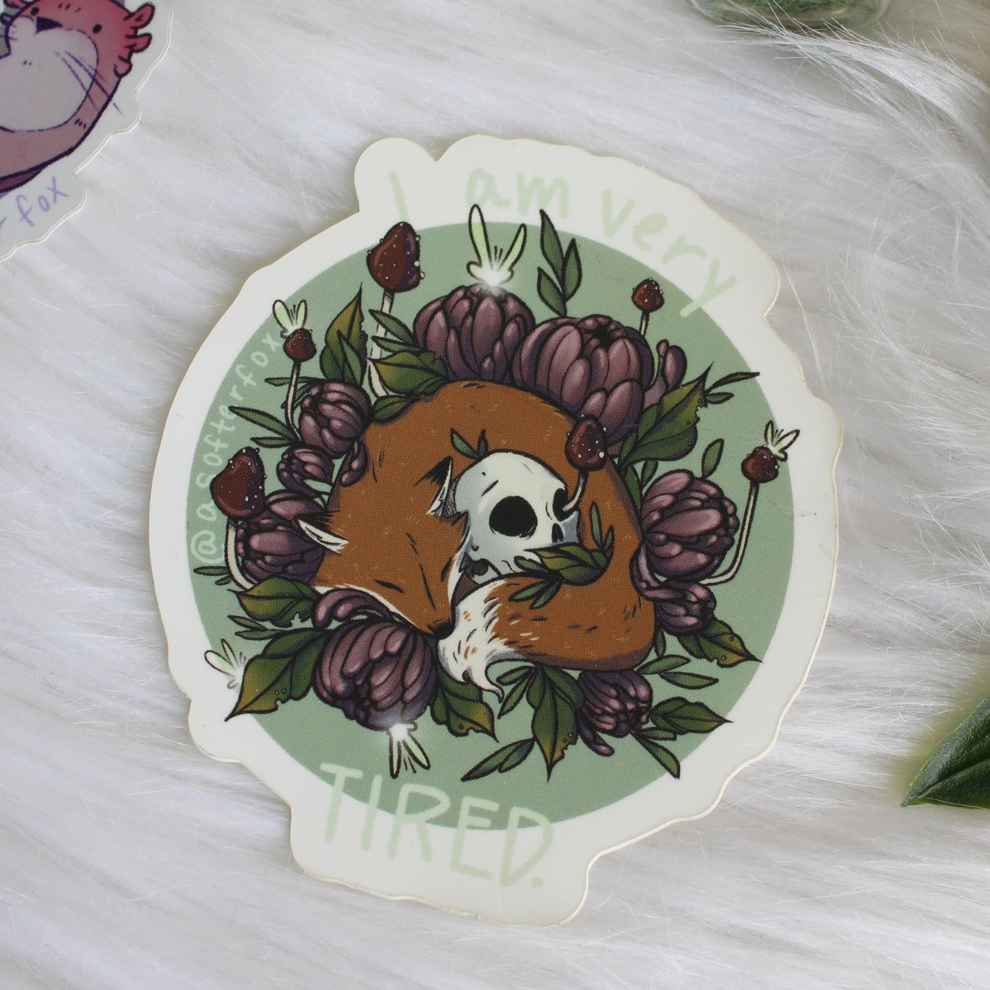 Emotional Support Sticker - Sleepy Fox